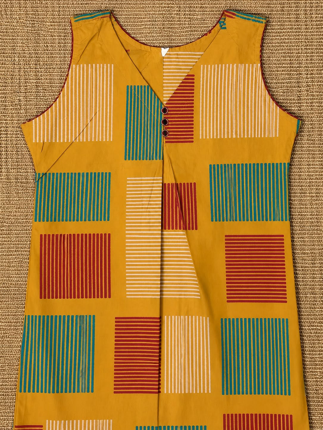 Pure Cotton Sleeveless Dress with 3/4 Sleeve Top Set