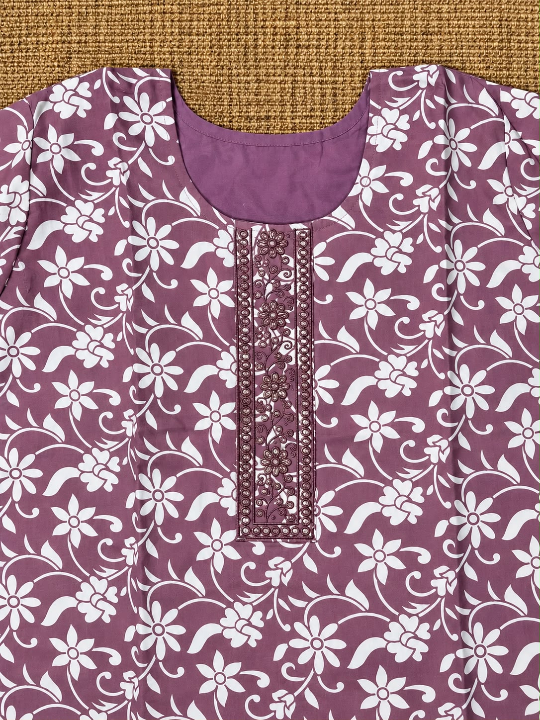 Purple Floral Pure Cotton Kurta Set with Dupatta