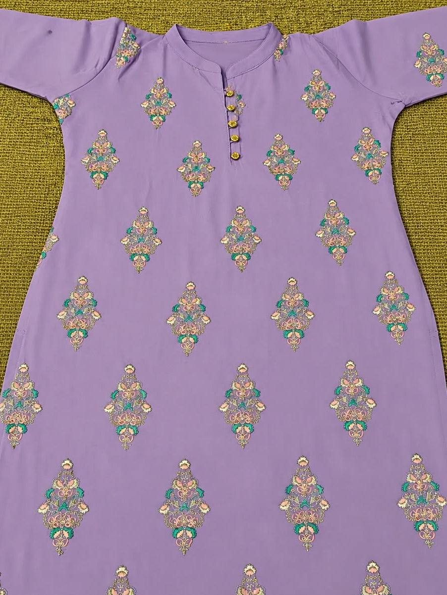 Lavender Embroidered Kurta Set with Dupatta
