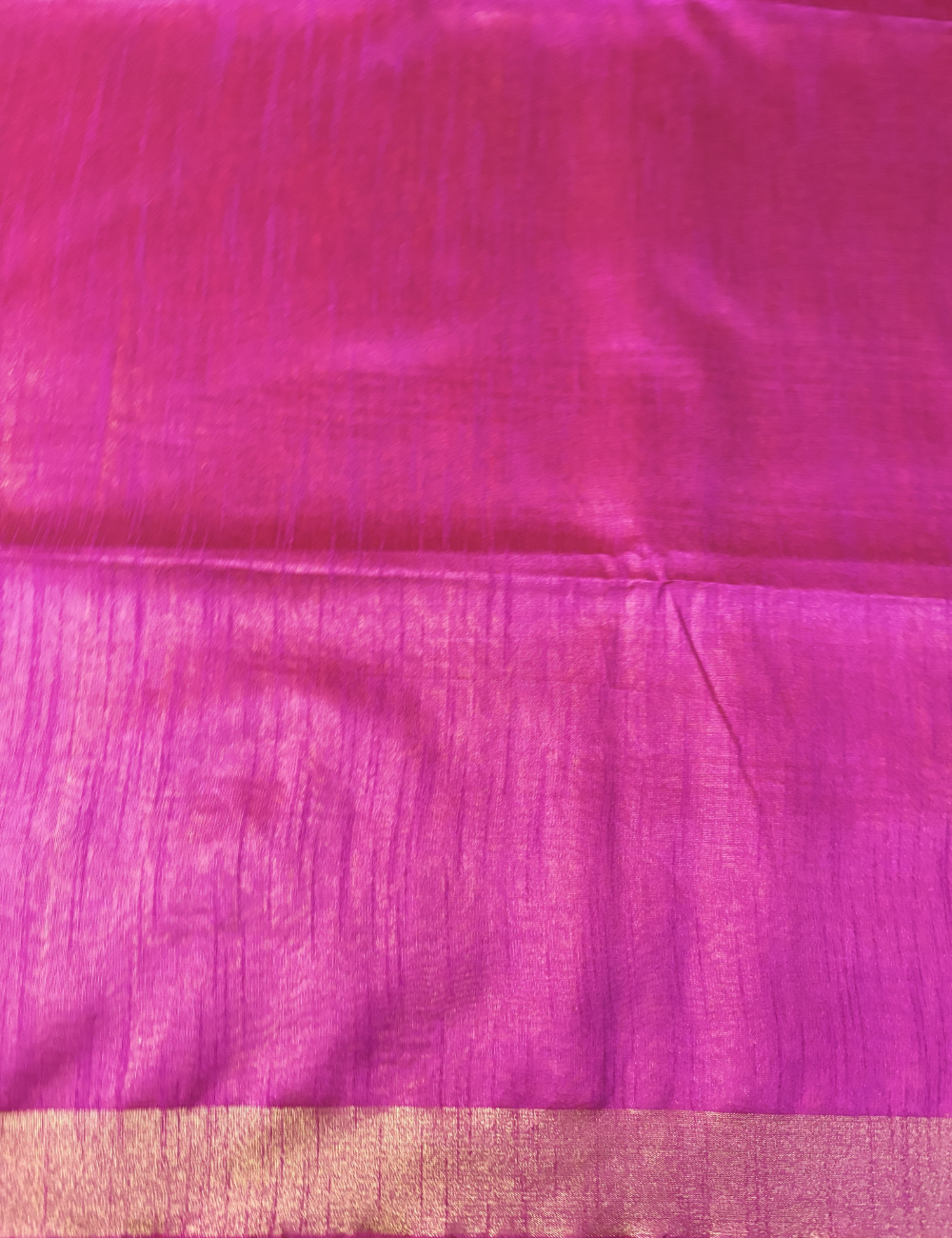 Yellow With Magenta Pink Raw Silk Saree