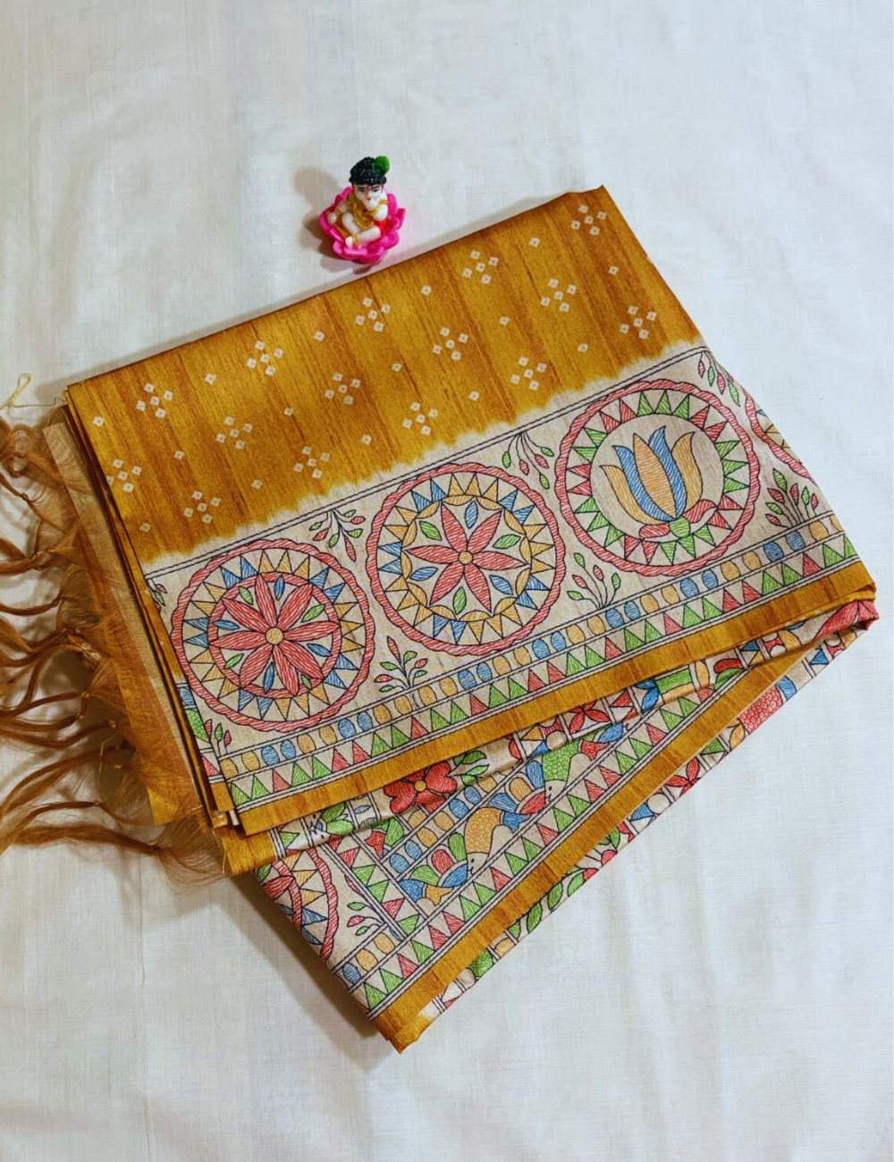 Magic Mustard Madhubani Saree