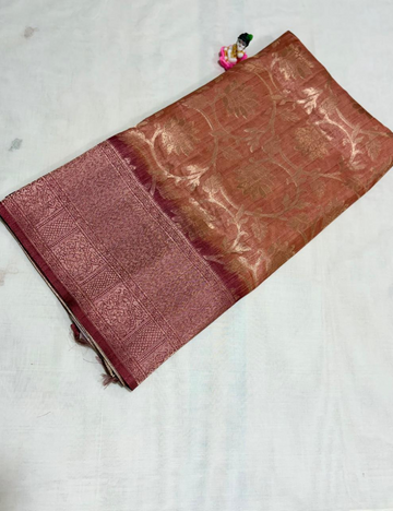 Antique Orange Banarasi Silk Saree