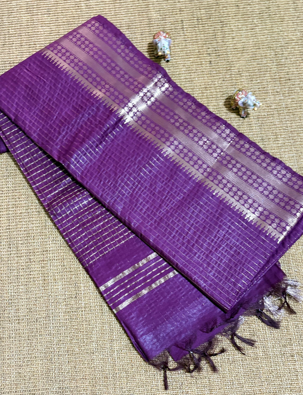 Royal Purple Checked Moonga Silk Saree