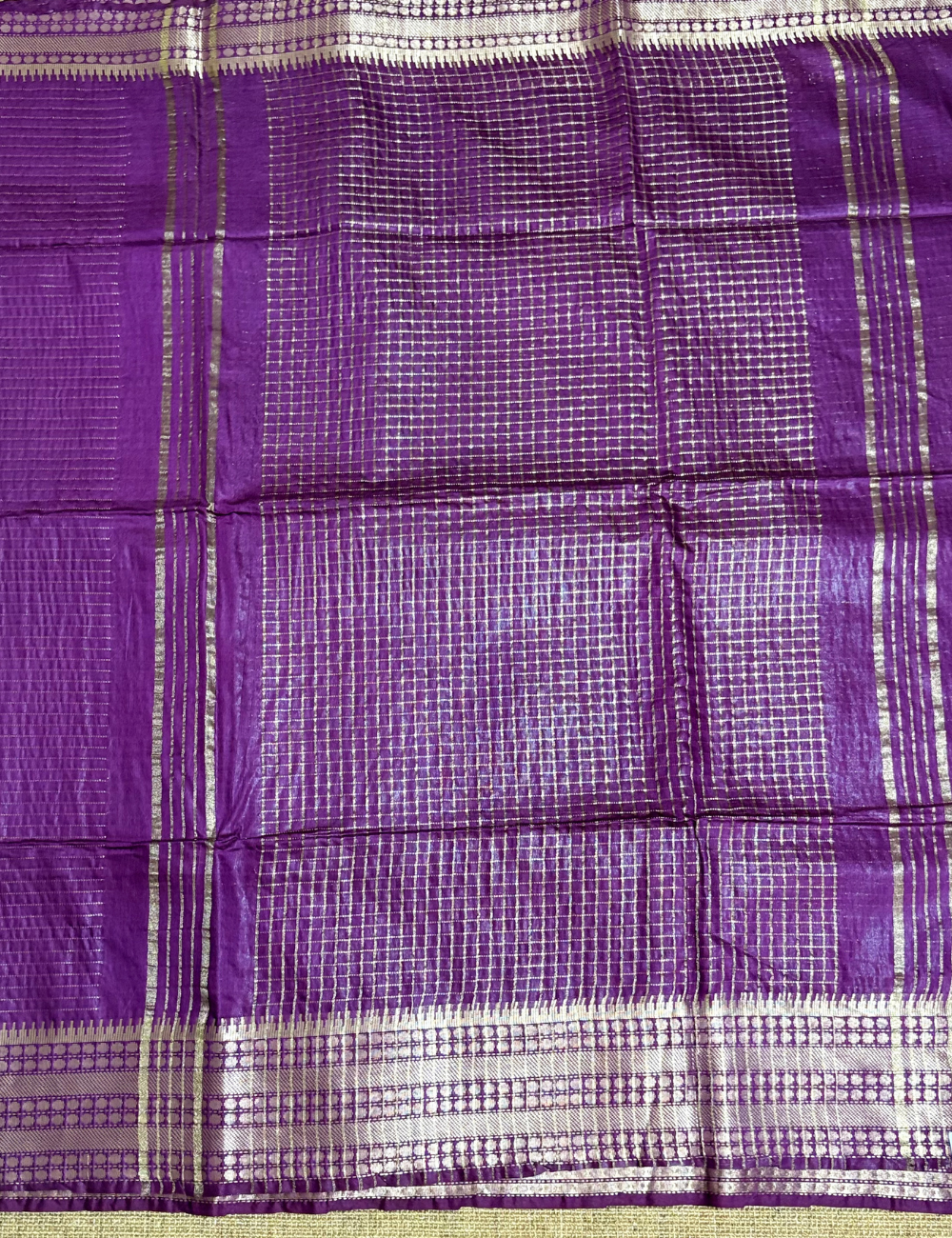 Royal Purple Checked Moonga Silk Saree