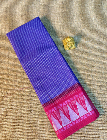 Pure Purple With Pink Cotton Saree