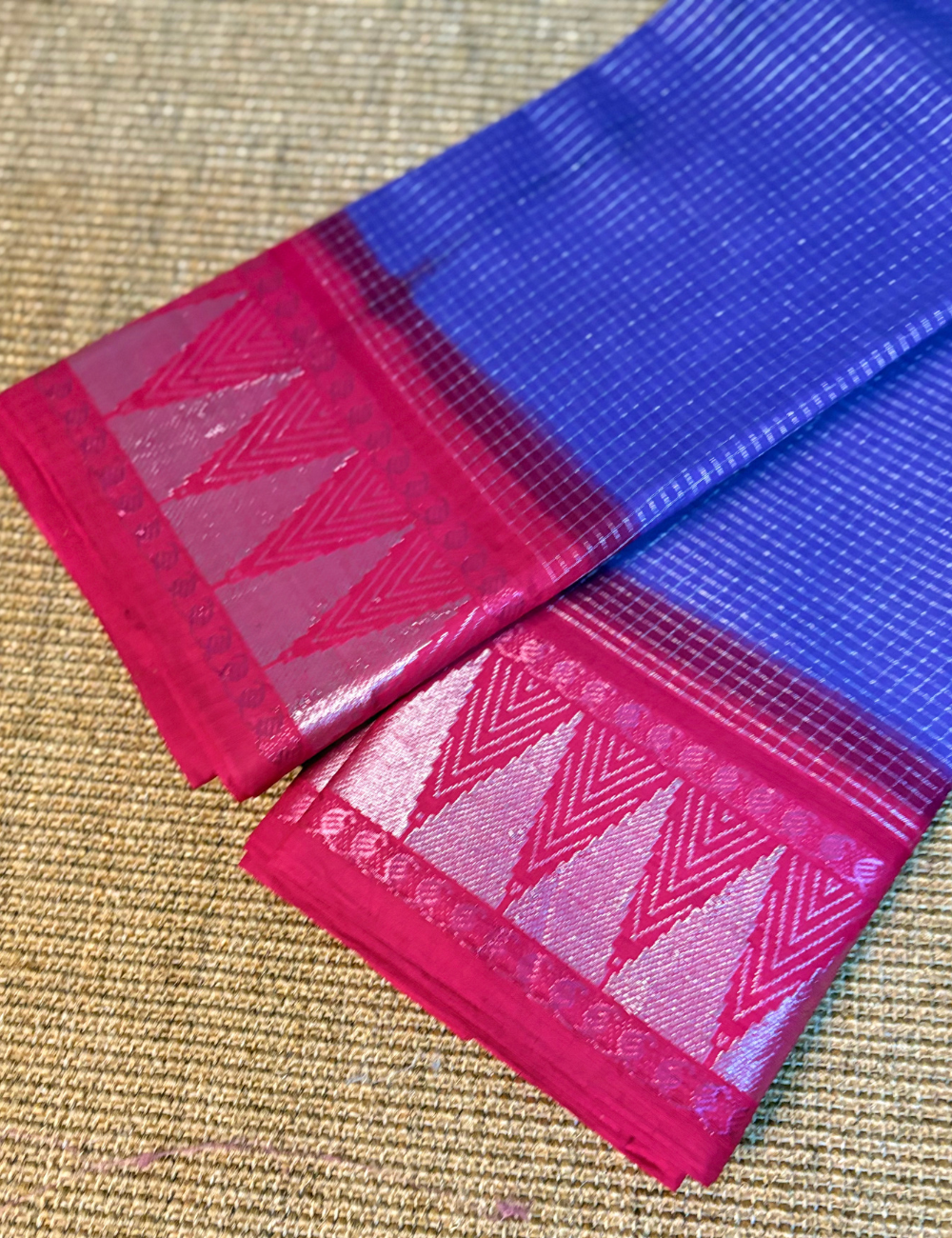 Pure Purple With Pink Cotton Saree