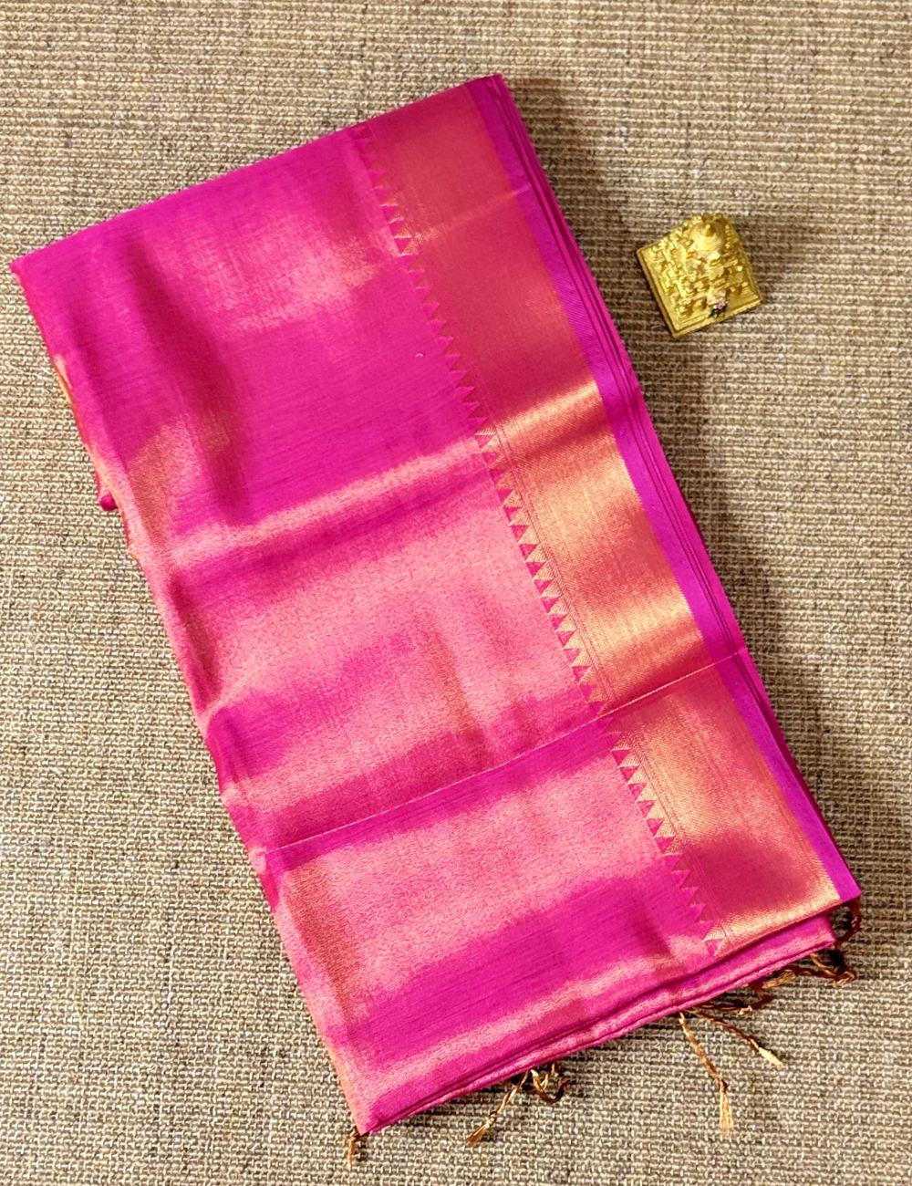 Rani Pink Tissue Silk Saree