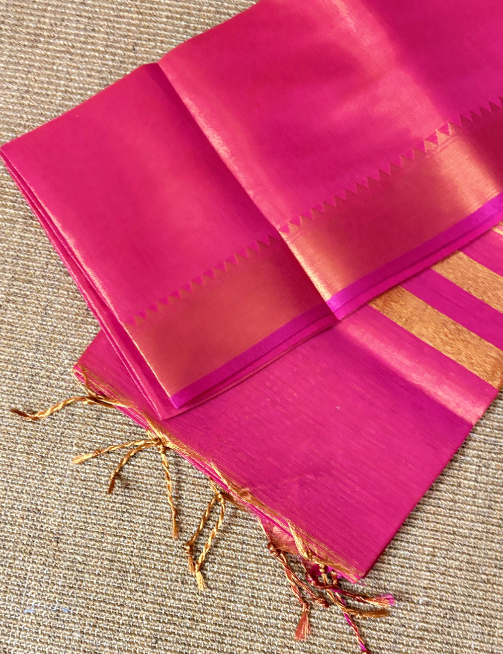 Rani Pink Tissue Silk Saree