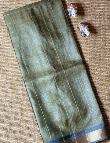 Olive Green Saree With  Floral Woven Pallu Koriya Silk Saree