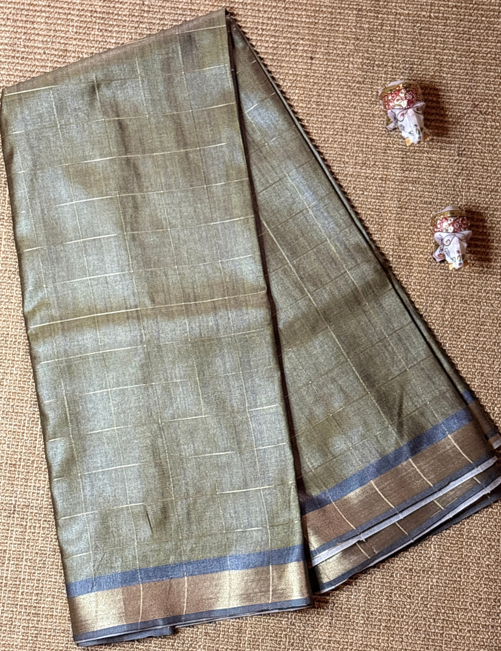 Olive Green Saree With  Floral Woven Pallu Koriya Silk Saree