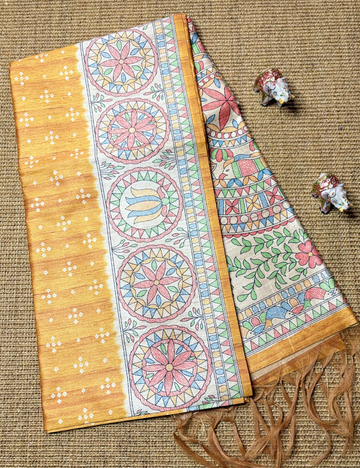 Magic Mustard Madhubani Saree