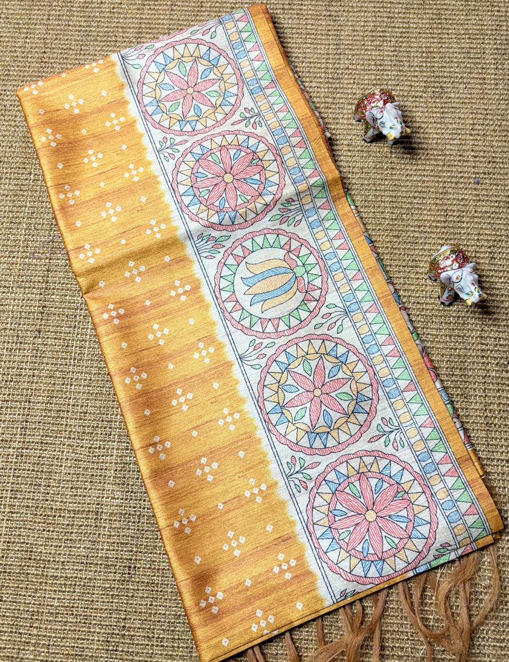 Magic Mustard Madhubani Saree